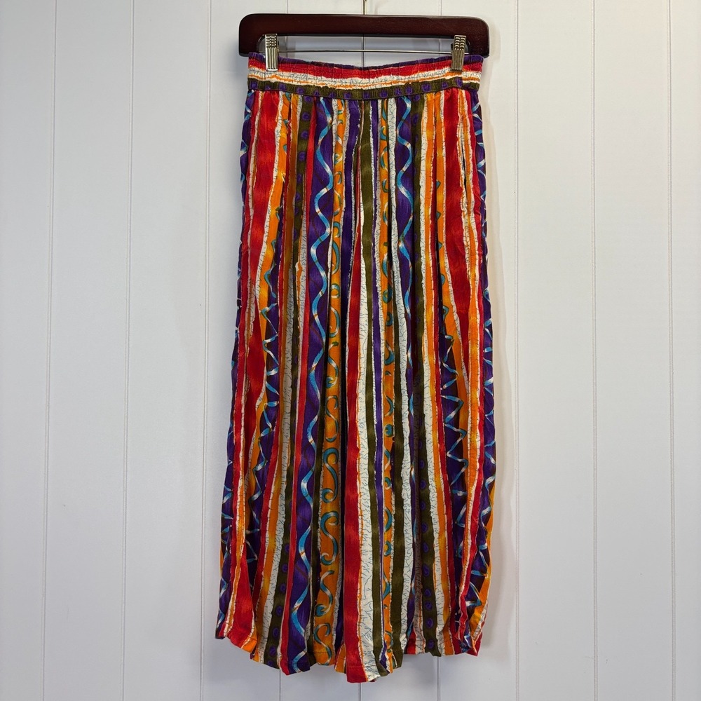 Cross Towne Y2K Boho Striped Wide Leg Culottes Women Medium Artsy Eclectic Chic